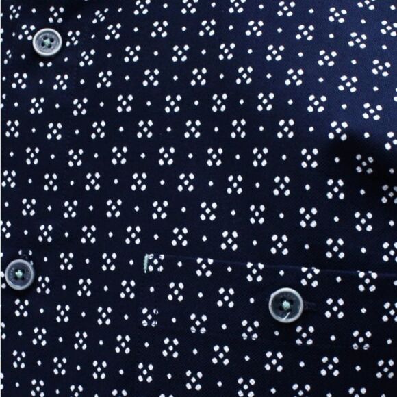 Ted Baker Polarbe Navy Dot Print Woven Cotton Short Sleeve Shirt Size 1 & Small - Picture 3 of 11